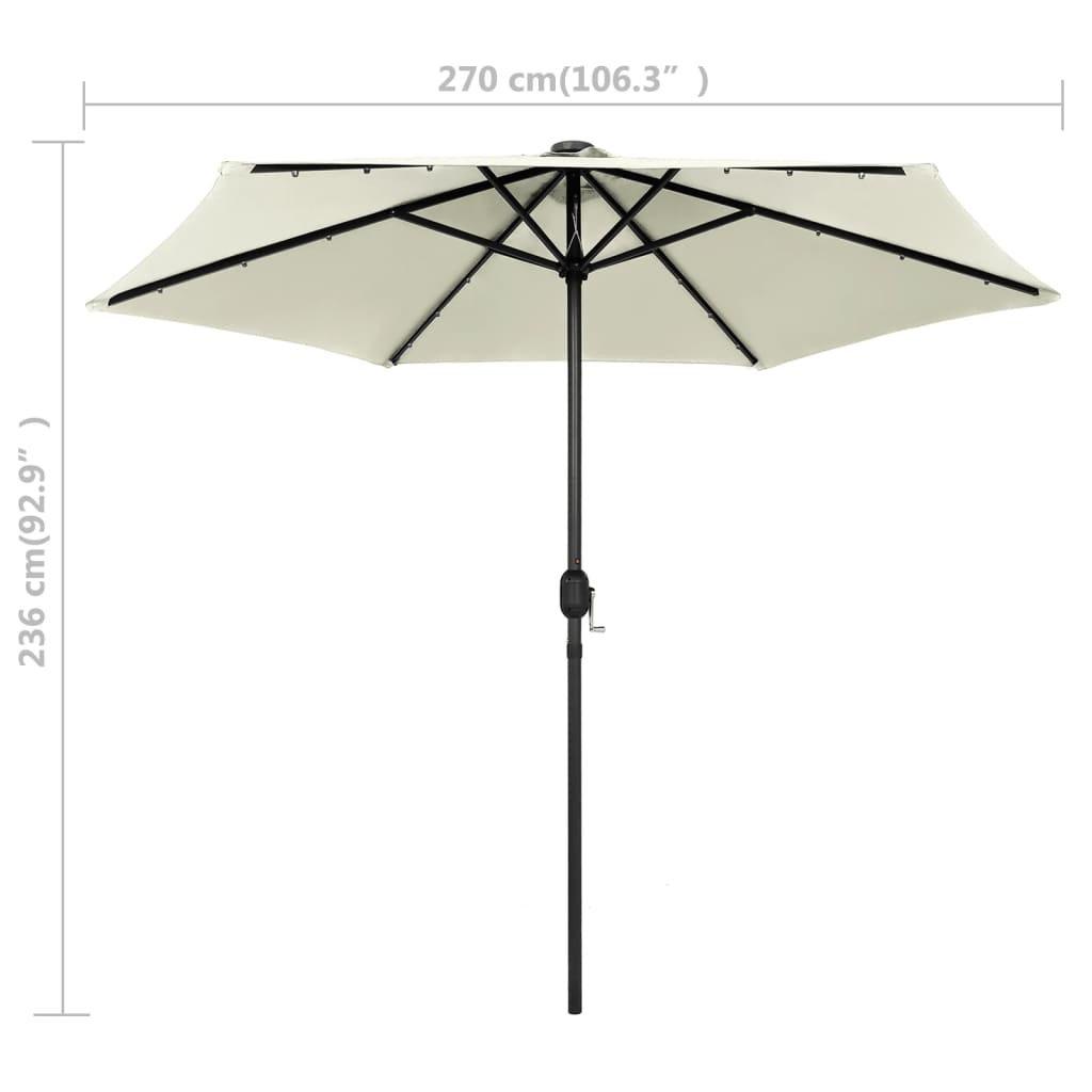 Garden Parasol | Sand White | Polyester, Aluminium | 270 cm diameter