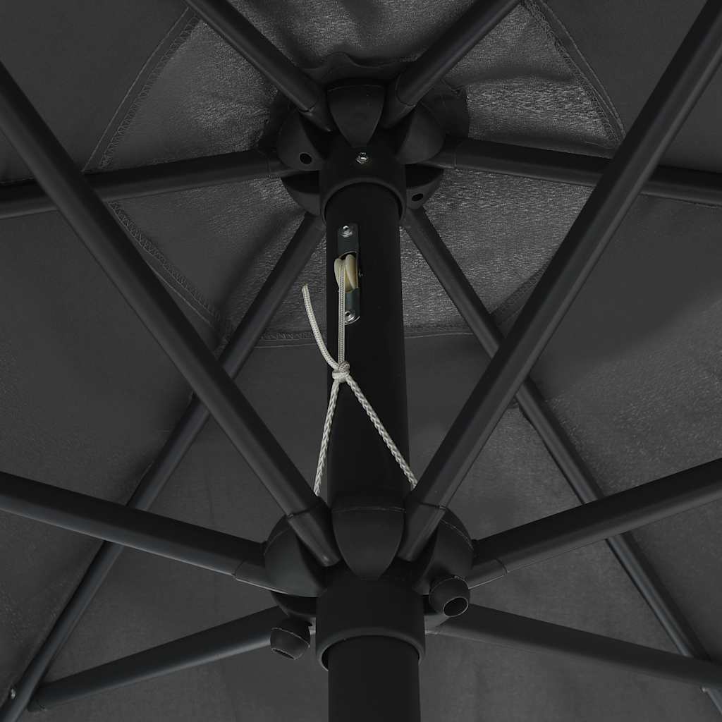 Garden Parasol with LED Lights and Aluminium Pole 270 cm Anthracite