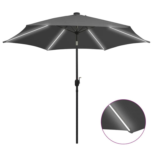 Garden Parasol with LED Lights and Aluminium Pole 300 cm Anthracite