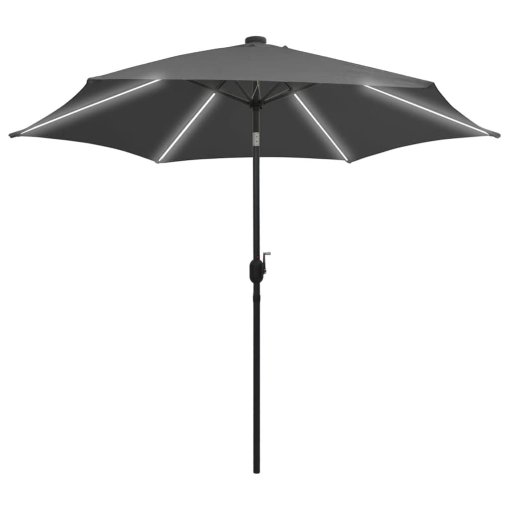 Garden Parasol with LED Lights and Aluminium Pole 300 cm Anthracite