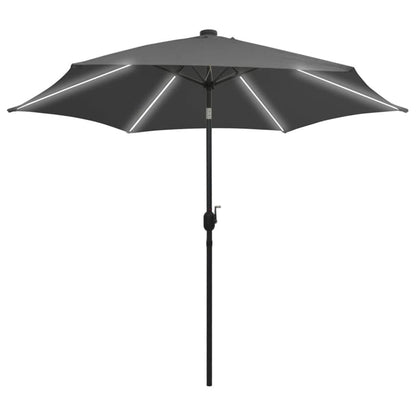 Garden Parasol with LED Lights and Aluminium Pole 300 cm Anthracite