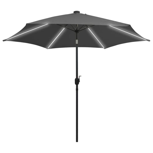 Garden Parasol with LED Lights and Aluminium Pole 300 cm Anthracite