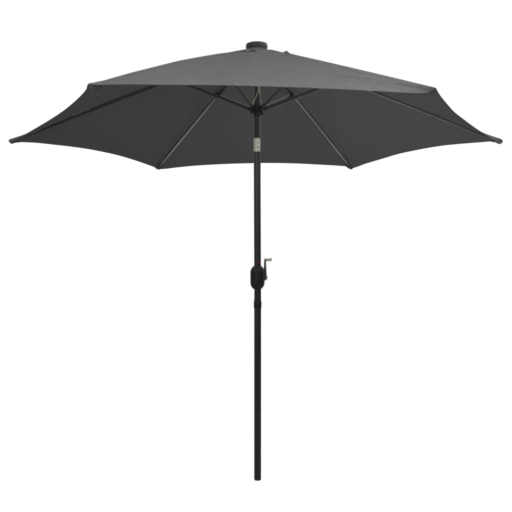 Garden Parasol with LED Lights and Aluminium Pole 300 cm Anthracite