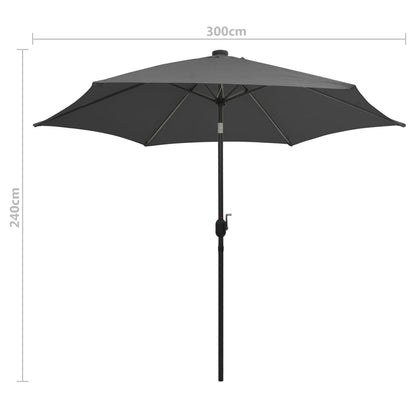 Garden Parasol with LED Lights and Aluminium Pole 300 cm Anthracite