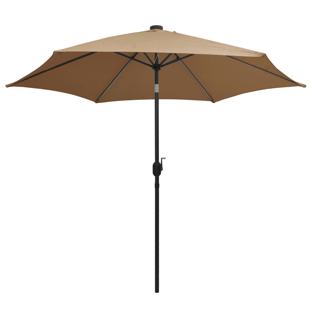 Garden Parasol with LED Lights and Aluminium Pole 300 cm Taupe