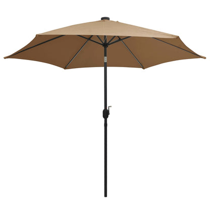 Garden Parasol with LED Lights and Aluminium Pole 300 cm Taupe