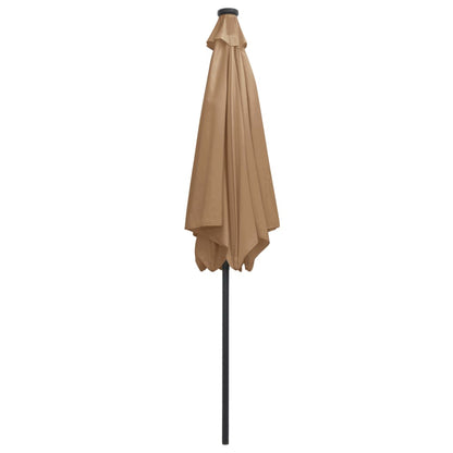 Garden Parasol with LED Lights and Aluminium Pole 300 cm Taupe