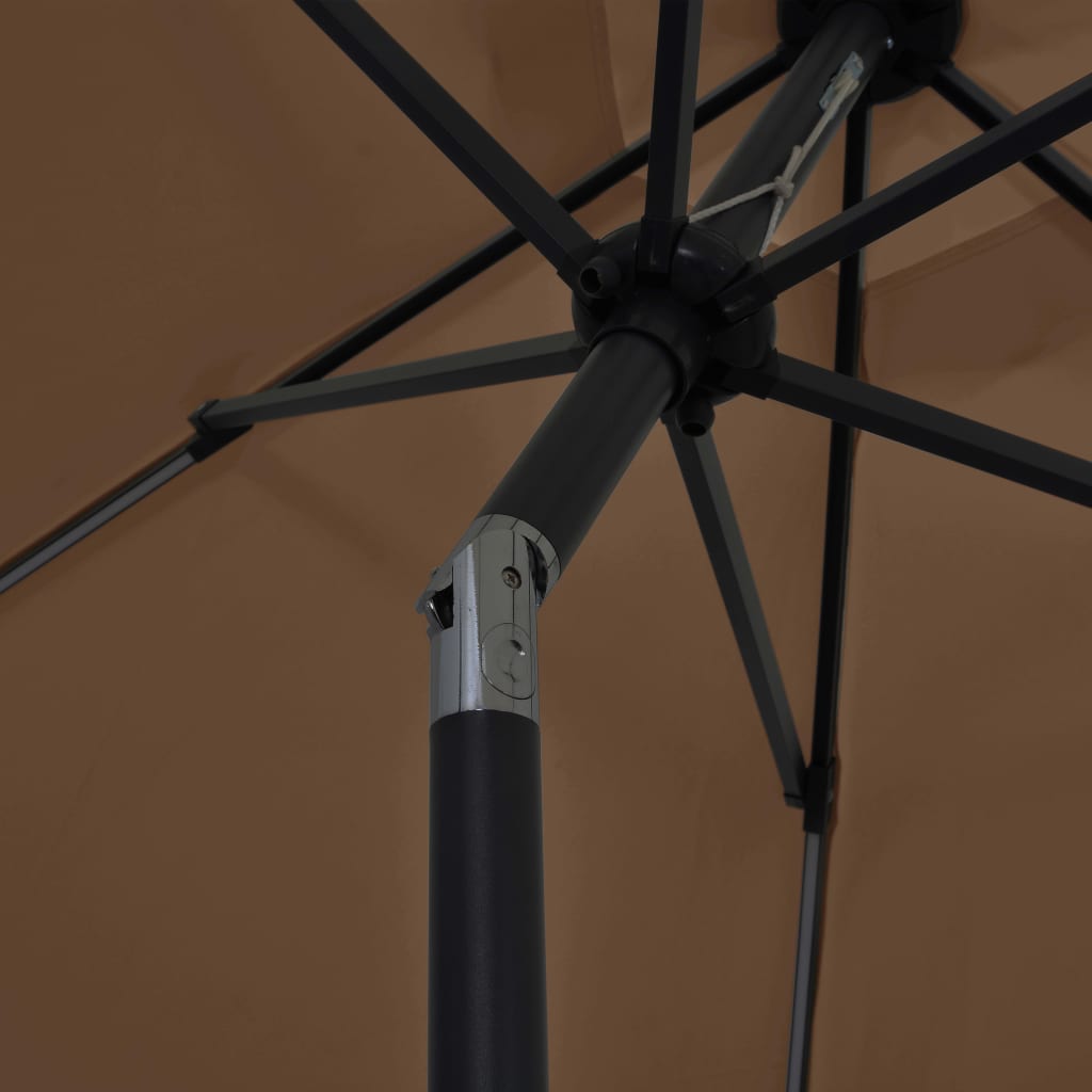 Garden Parasol with LED Lights and Aluminium Pole 300 cm Taupe