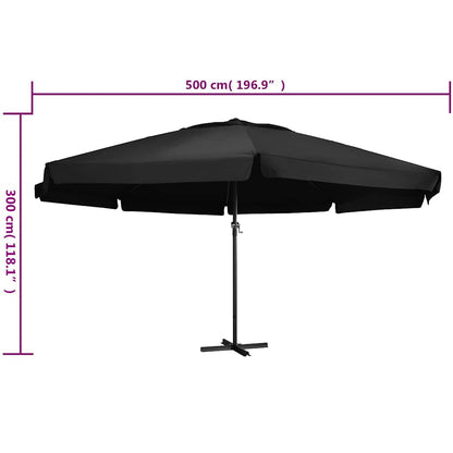 Garden Parasol with Aluminium Pole 500 cm Black
