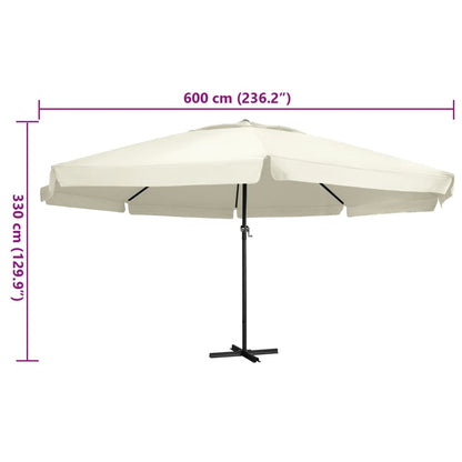 Garden Parasol | Sand White | Polyester with PA coating, Aluminium, Steel