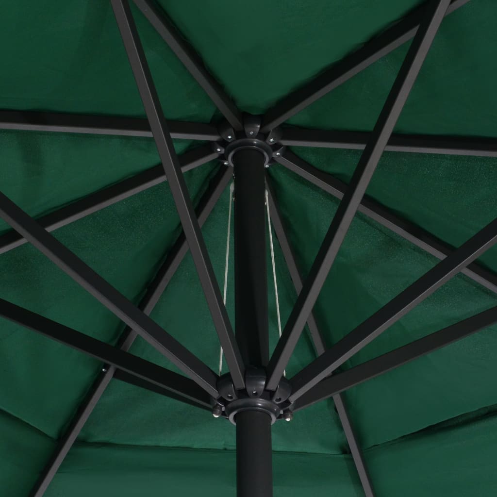 Garden Parasol | Green | 100% Polyester with PA coating, Aluminium, Steel