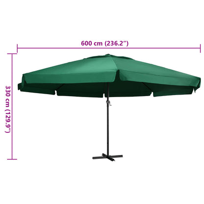 Garden Parasol | Green | 100% Polyester with PA coating, Aluminium, Steel