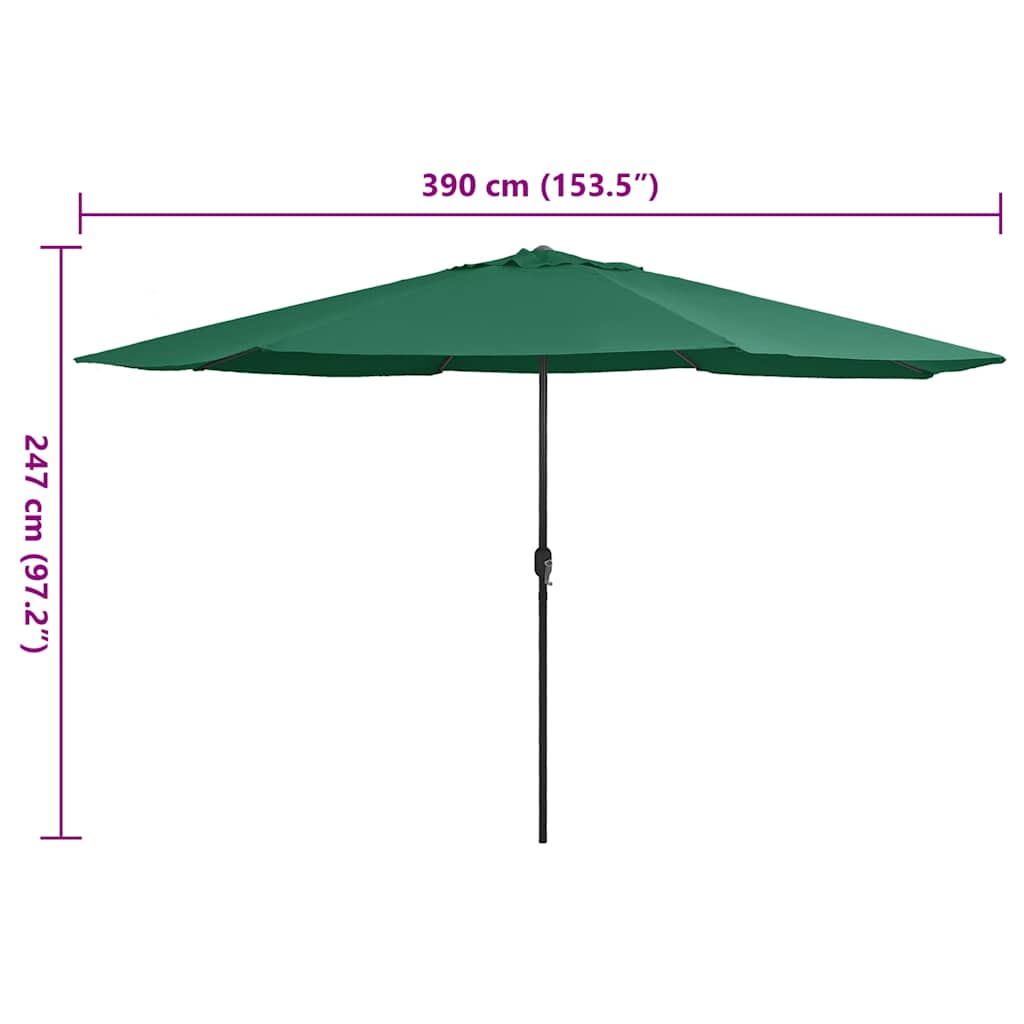 Garden Parasol with Metal Pole 390 cm Green