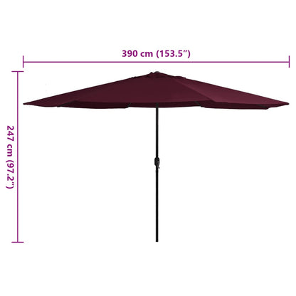 Garden Parasol with Metal Pole 390 cm Bordeaux Red