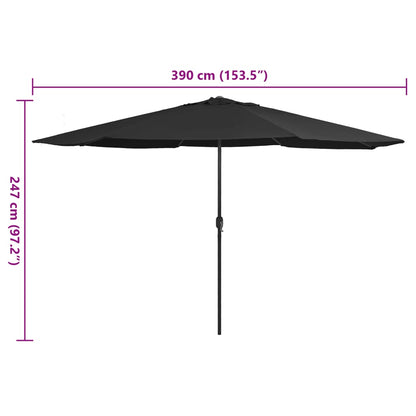 Garden Parasol | Black | Metal, Polyester | Large |  Tiltable