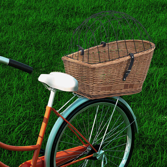 170903 vidaXL Bike Rear Basket with Cover 55x31x36 cm Natural Willow