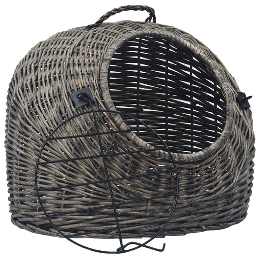Cat Carrier | Grey and Black | Natural Willow, Iron | Medium | Portable