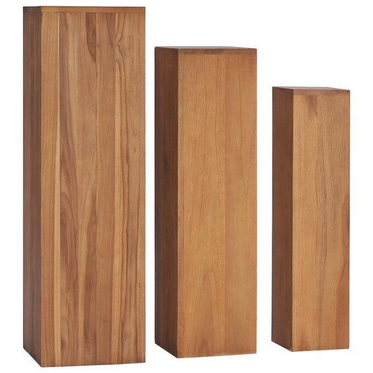 286278 vidaXL 3 Piece Plant Stand Set Solid Teak Wood