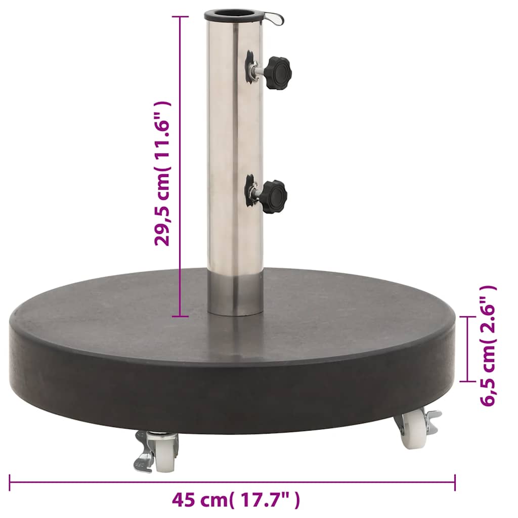 Parasol Base | Black | Granite, Stainless Steel | 30 kg | Rollable