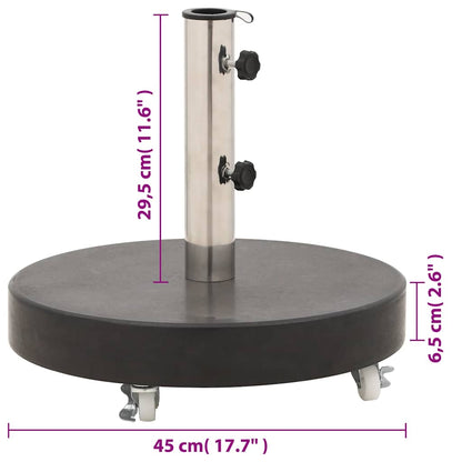 Parasol Base | Black | Granite, Stainless Steel | 30 kg | Rollable