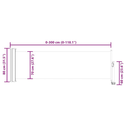 Patio Retractable Side Awning 80x300 cm Cream