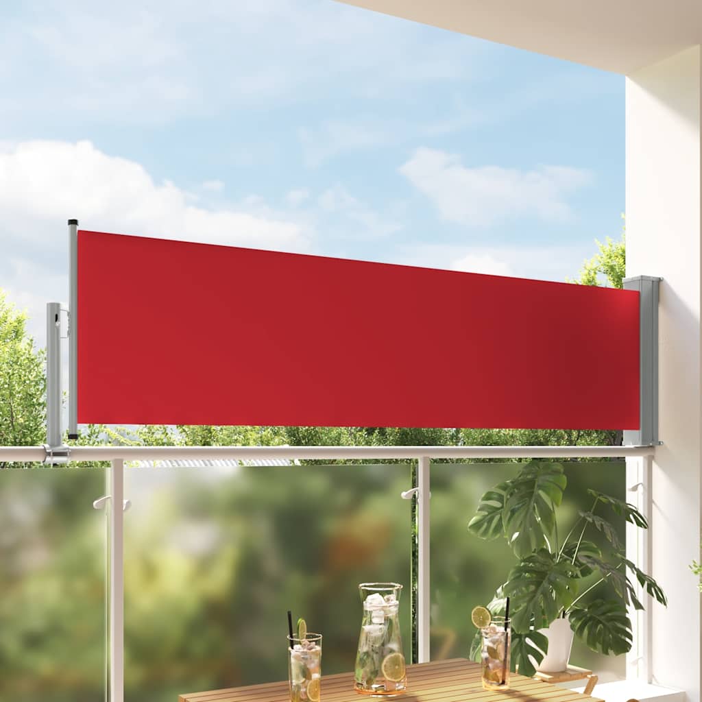 Patio Retractable Side Awning 80x300 cm Red