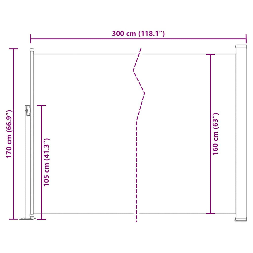Patio Retractable Side Awning 170x300 cm Black