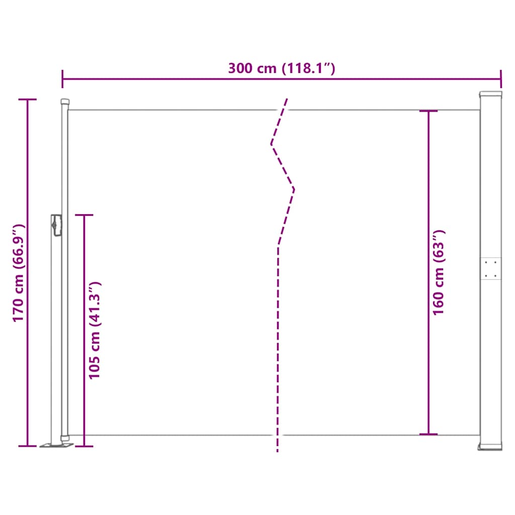 Patio Retractable Side Awning 170x300 cm Red