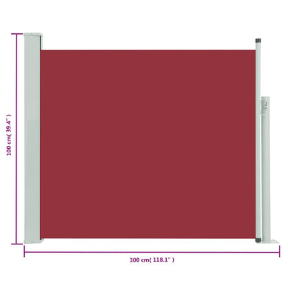 Patio Retractable Side Awning 100x300 cm Red