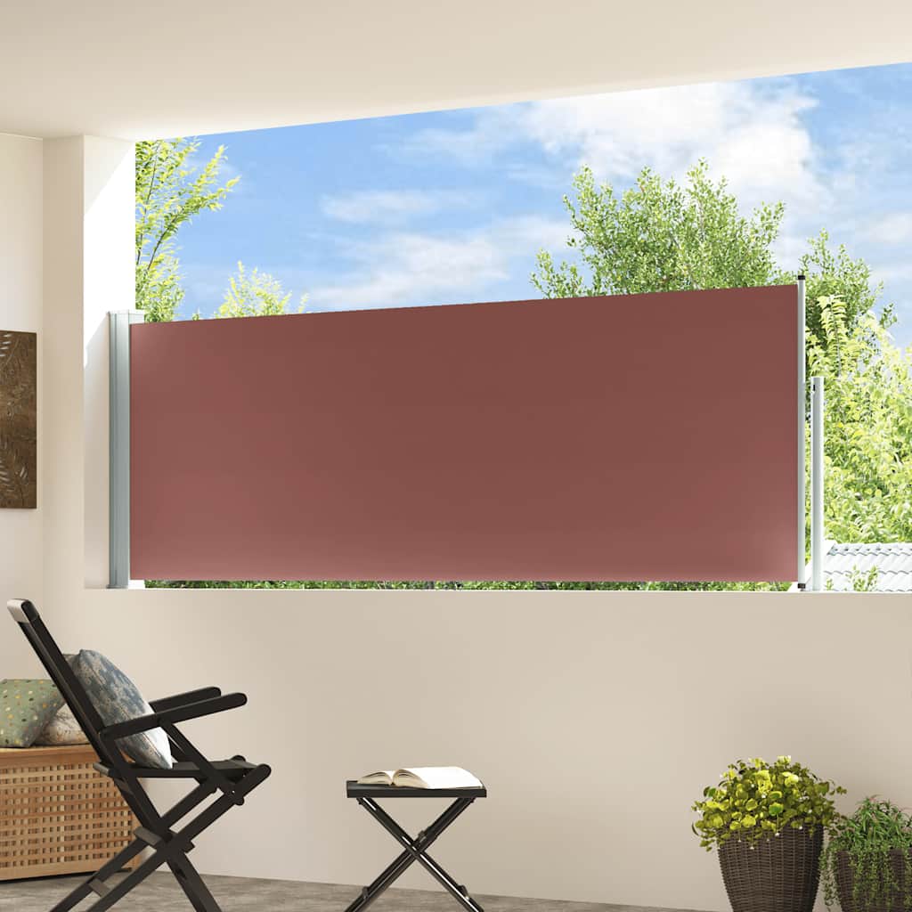 Patio Retractable Side Awning 100x314 cm Brown