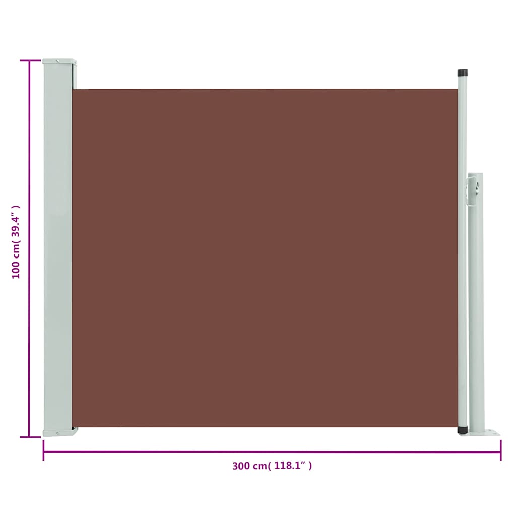 Patio Retractable Side Awning 100x300 cm Brown