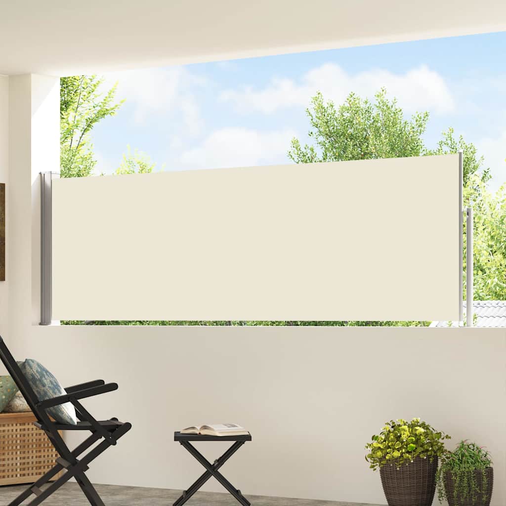 Patio Retractable Side Awning 100x500 cm Cream