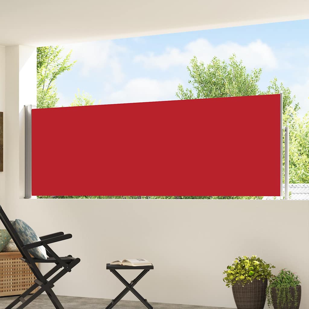 Patio Retractable Side Awning 100x514 cm Red
