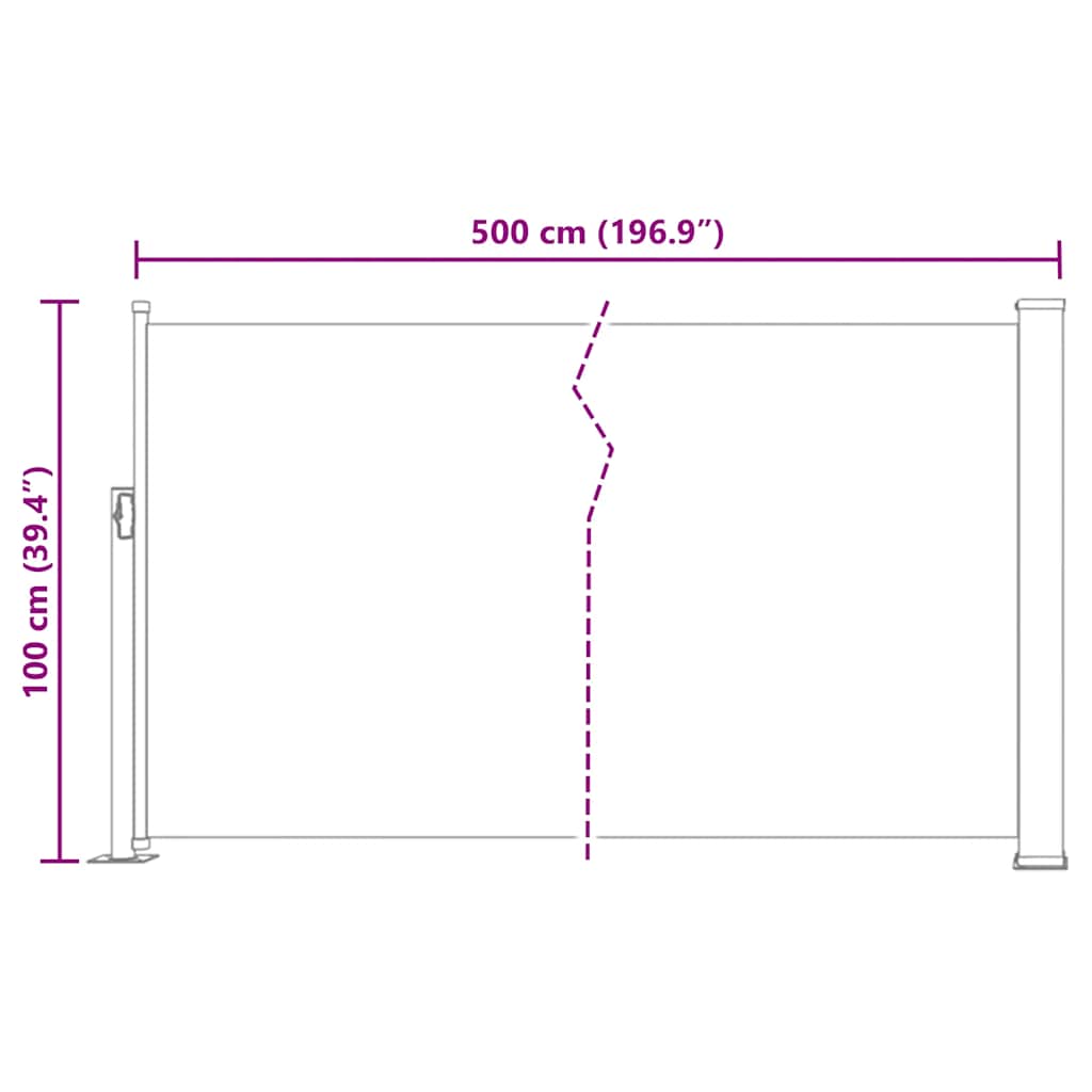 Patio Retractable Side Awning 100x500 cm Brown