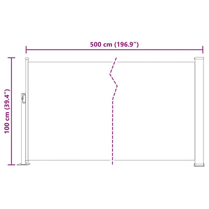 Patio Retractable Side Awning 100x500 cm Brown