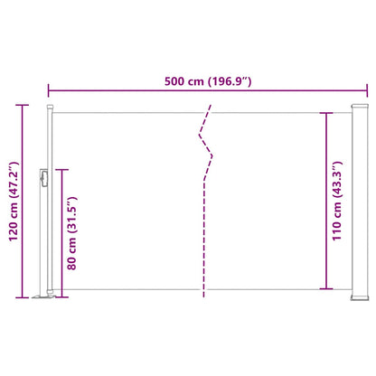 Patio Retractable Side Awning 120x500 cm Black