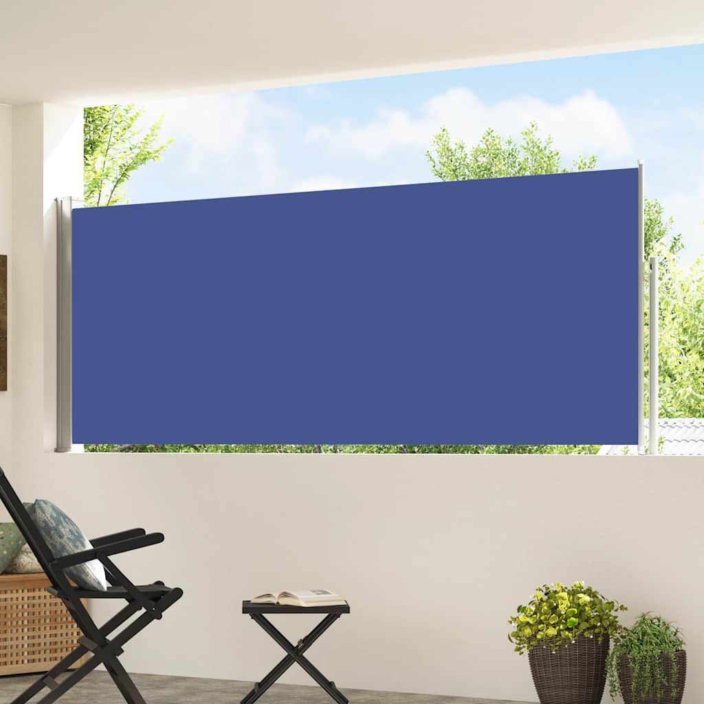 Side Awning | Blue fabric + grey steel cover