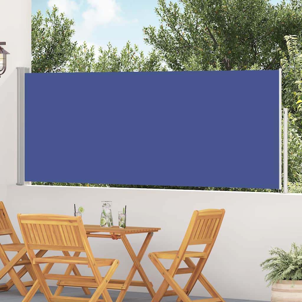 Side Awning | Blue fabric + grey steel cover