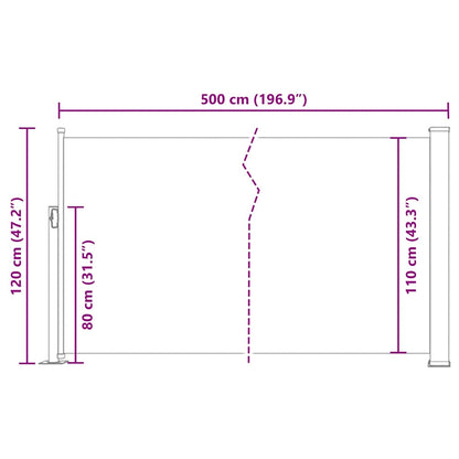 Patio Retractable Side Awning 120x500 cm Red