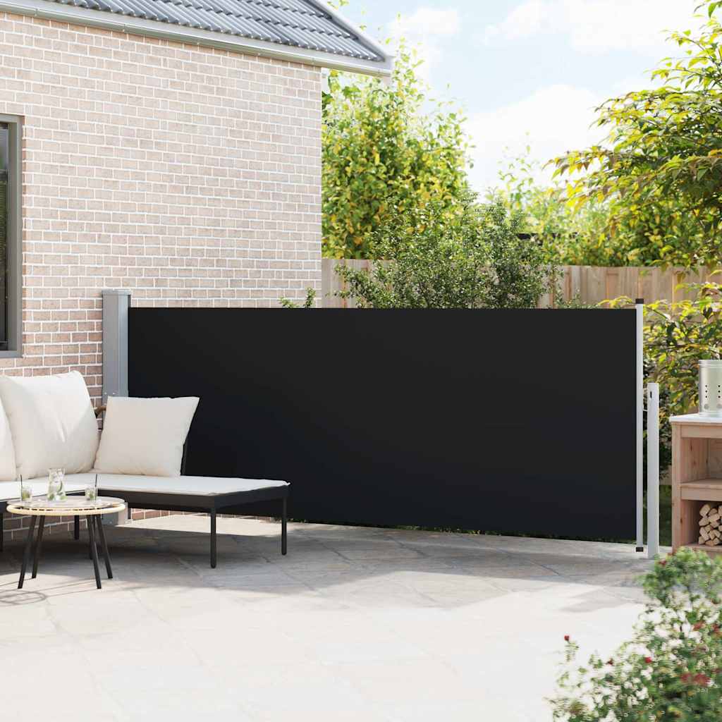 Patio Retractable Side Awning 140x514 cm Black