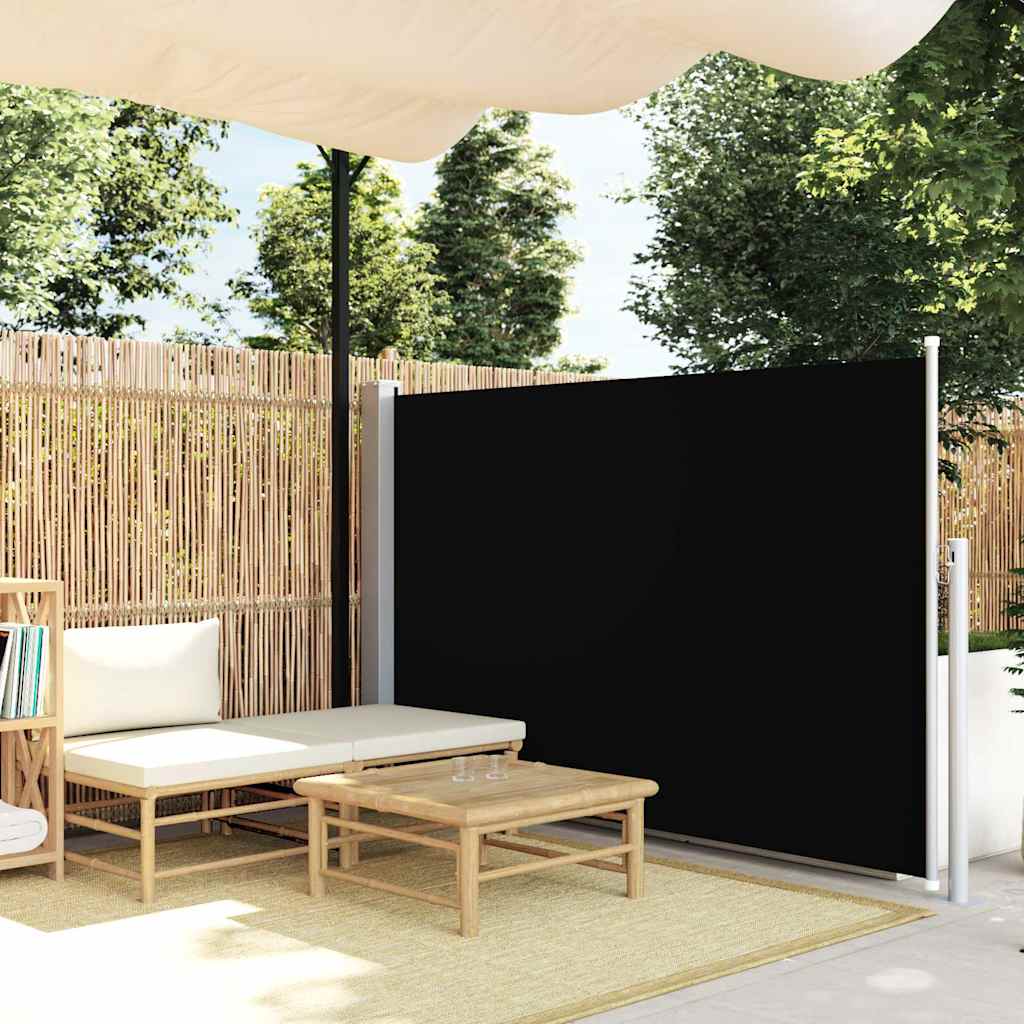 Patio Retractable Side Awning 140x500 cm Black