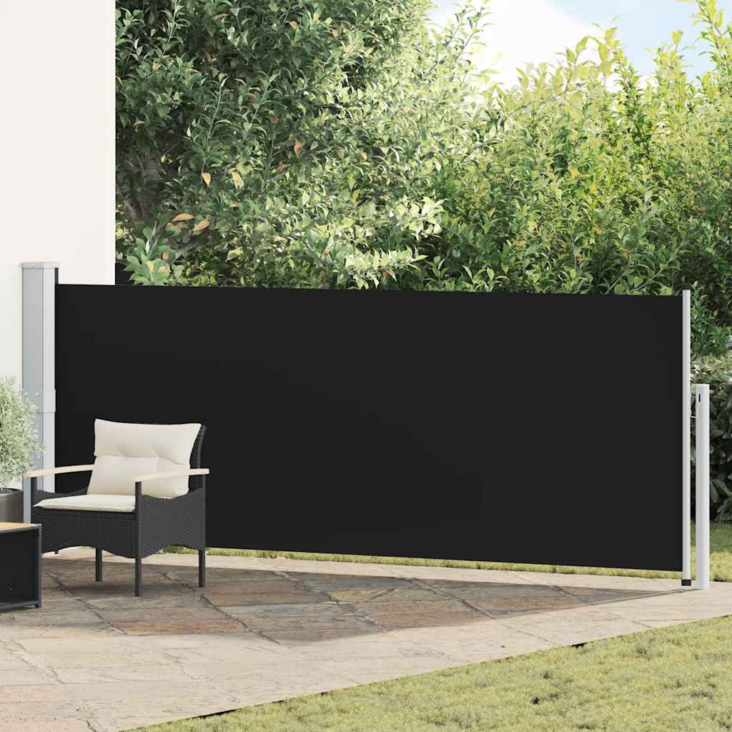 Patio Retractable Side Awning 140x514 cm Black