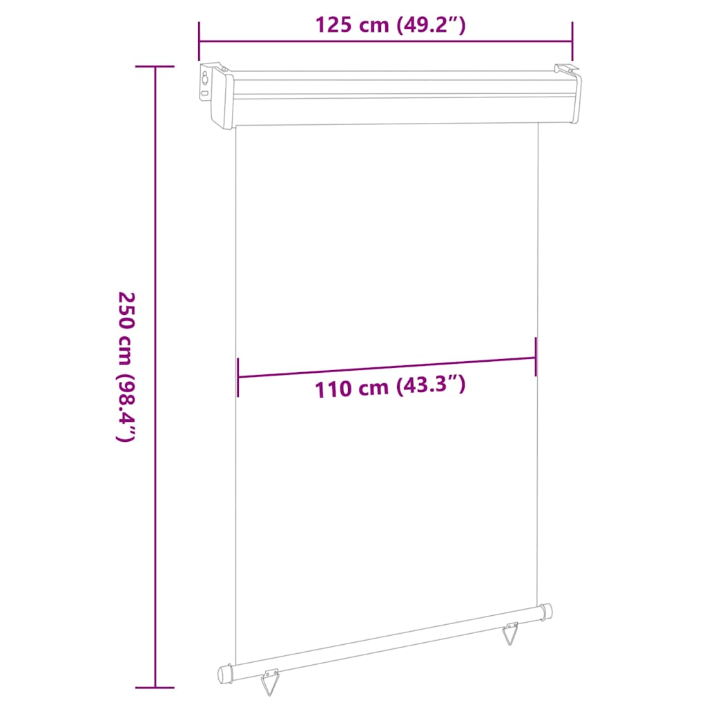 Balcony Side Awning 125x250 cm Black