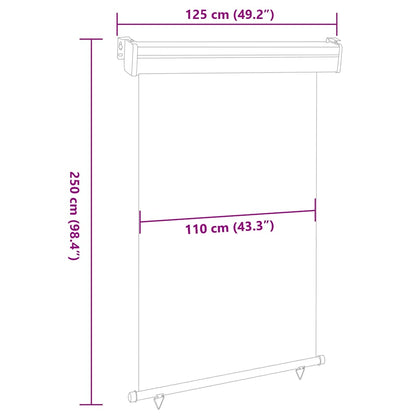 Balcony Side Awning | Brown | Polyester, Aluminium, Steel | 125x250 cm