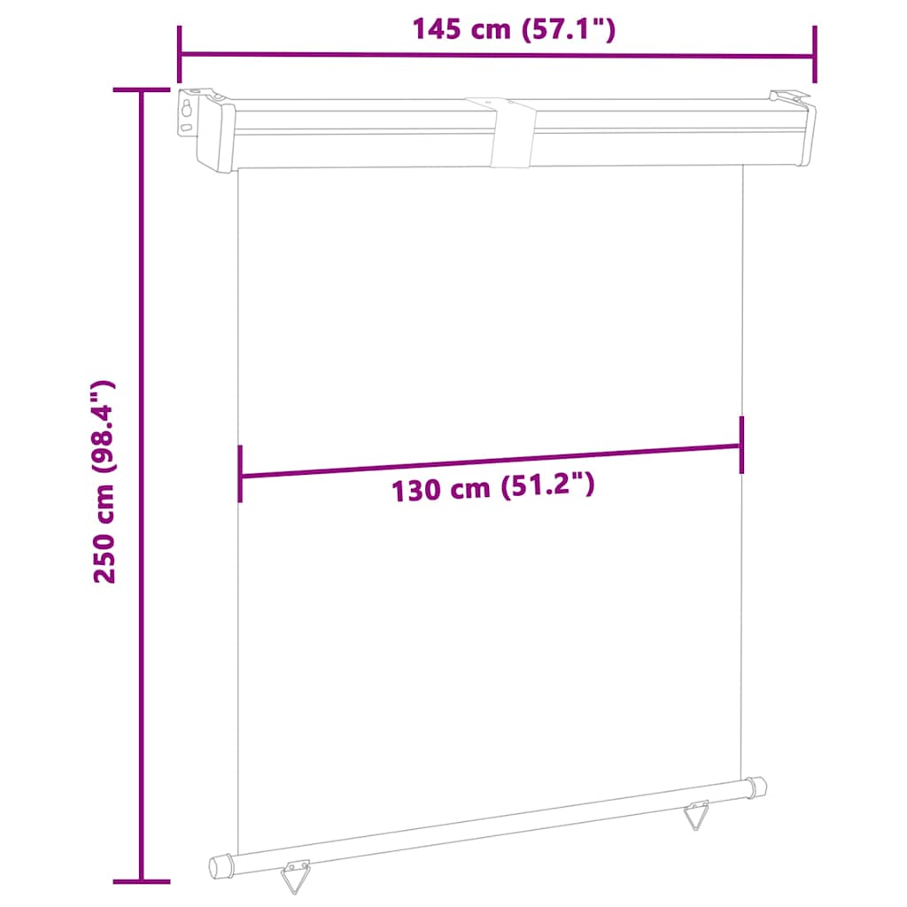 48425 vidaXL Balcony Side Awning 145x250 cm Cream