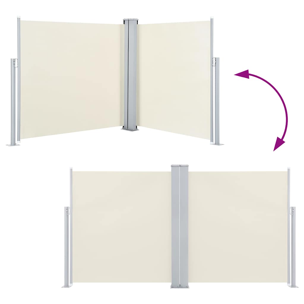 Patio Retractable Double Side Awning 170x600 cm Cream
