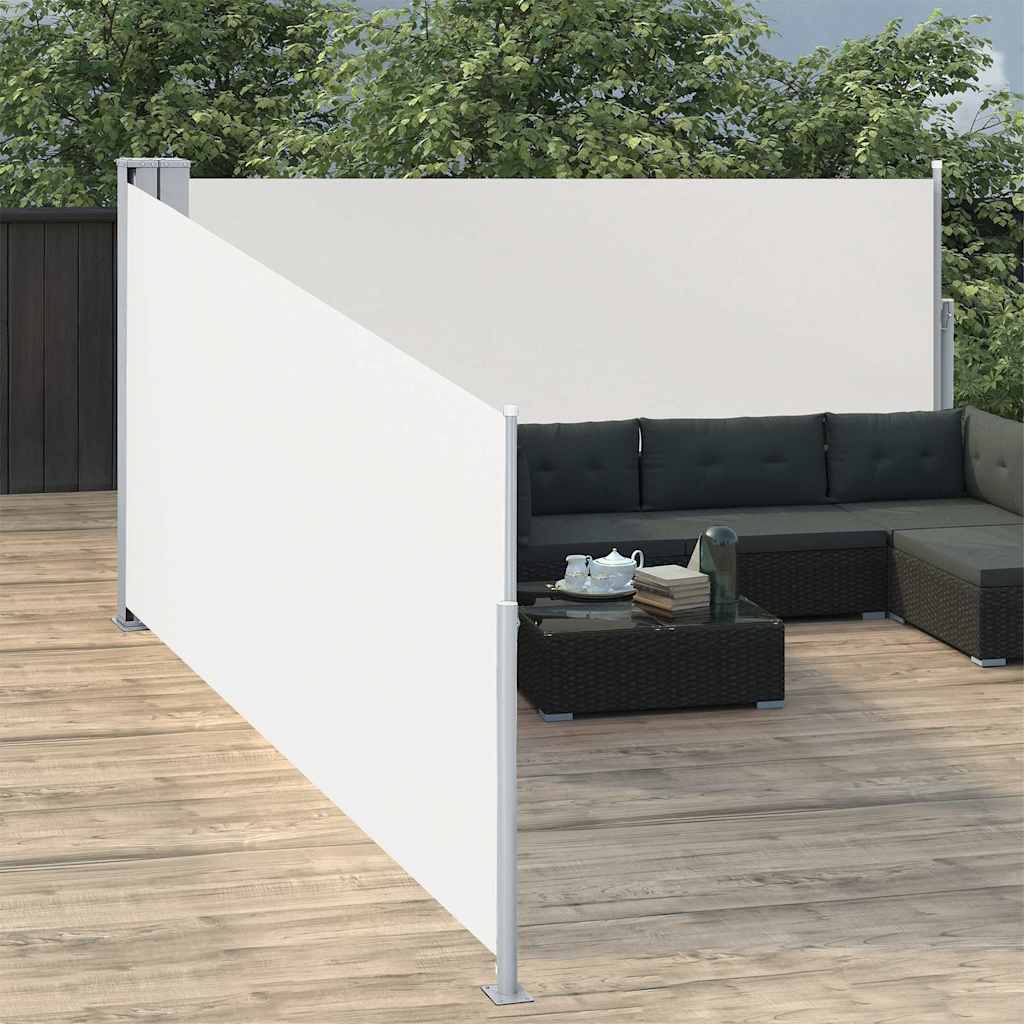 48473 vidaXL Retractable Side Awning Cream 100x1000 cm