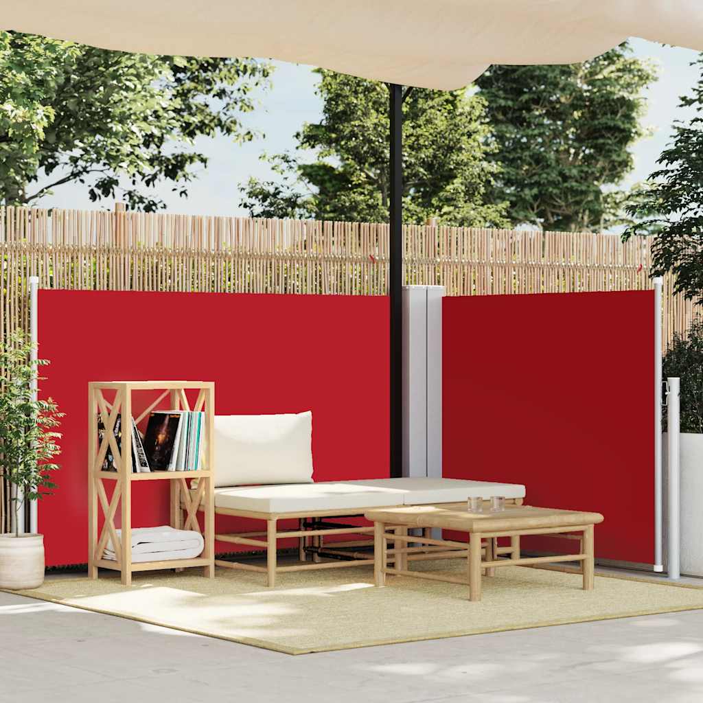 Retractable Side Awning Red 120x1000 cm