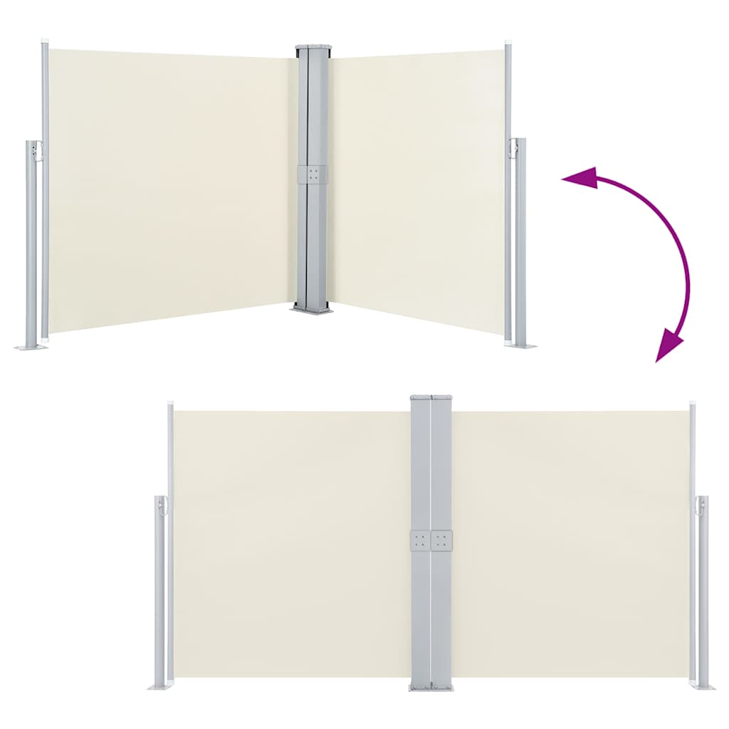 48485 vidaXL Retractable Side Awning Cream 140x1000 cm