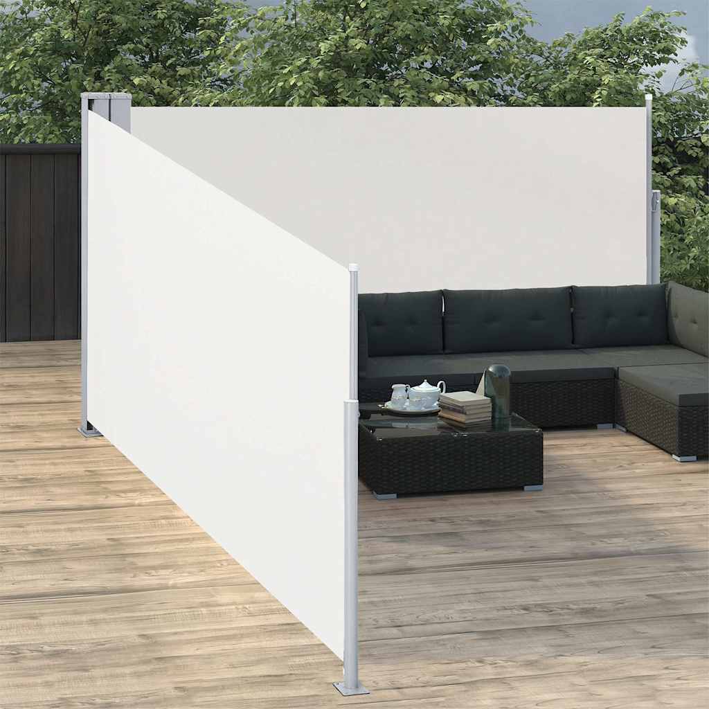 48491 vidaXL Retractable Side Awning Cream 170x1000 cm